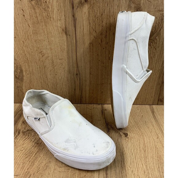 VANS Off The Wall Classic Slip On Skate Loafer Shoes Size 9 White Canvas 721356 - Picture 1 of 16